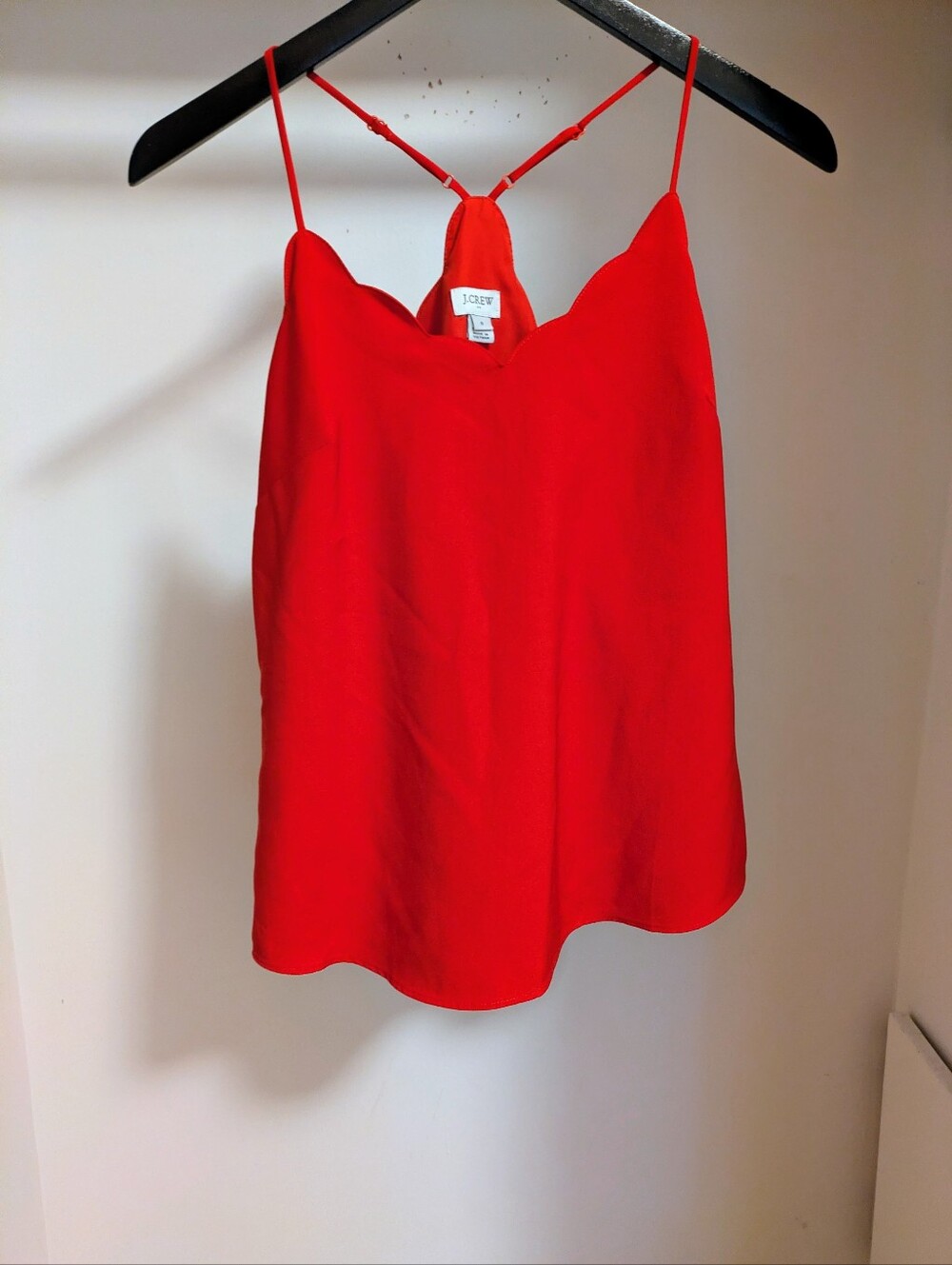 J.Crew scalloped V-neck camisole tank top in vibrant red size 0